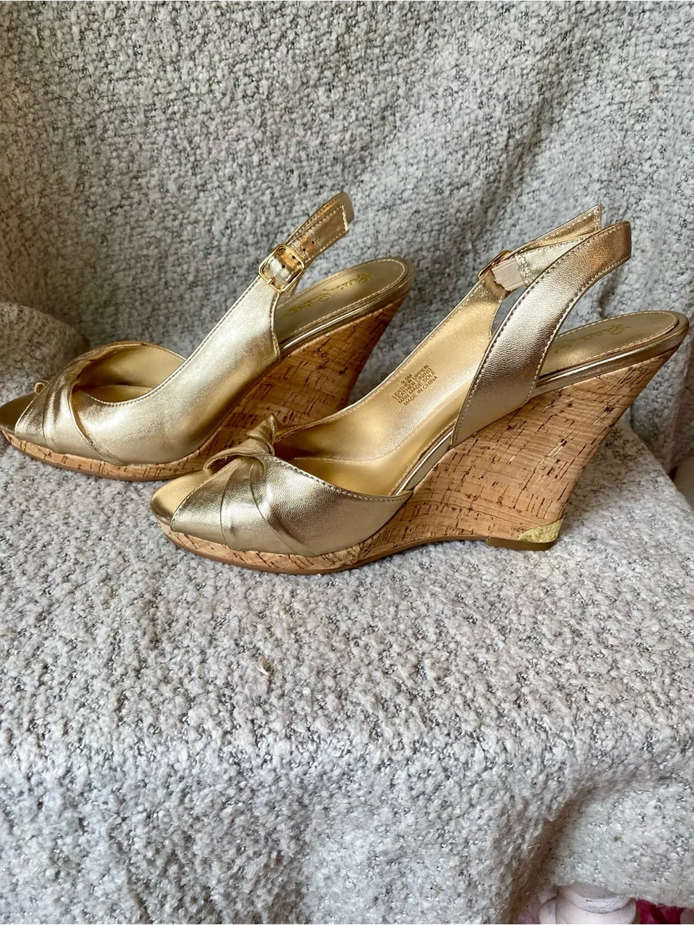 Lily Pulitzer Metallic Gold Wedge Slingback Heels - Women Shoes